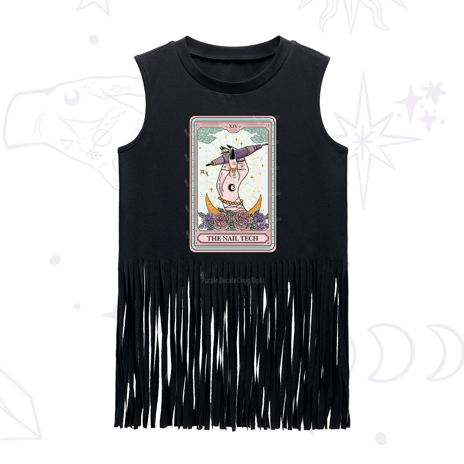 Purplehecate The Nail Tech Tarot Card Fringe Tank Top