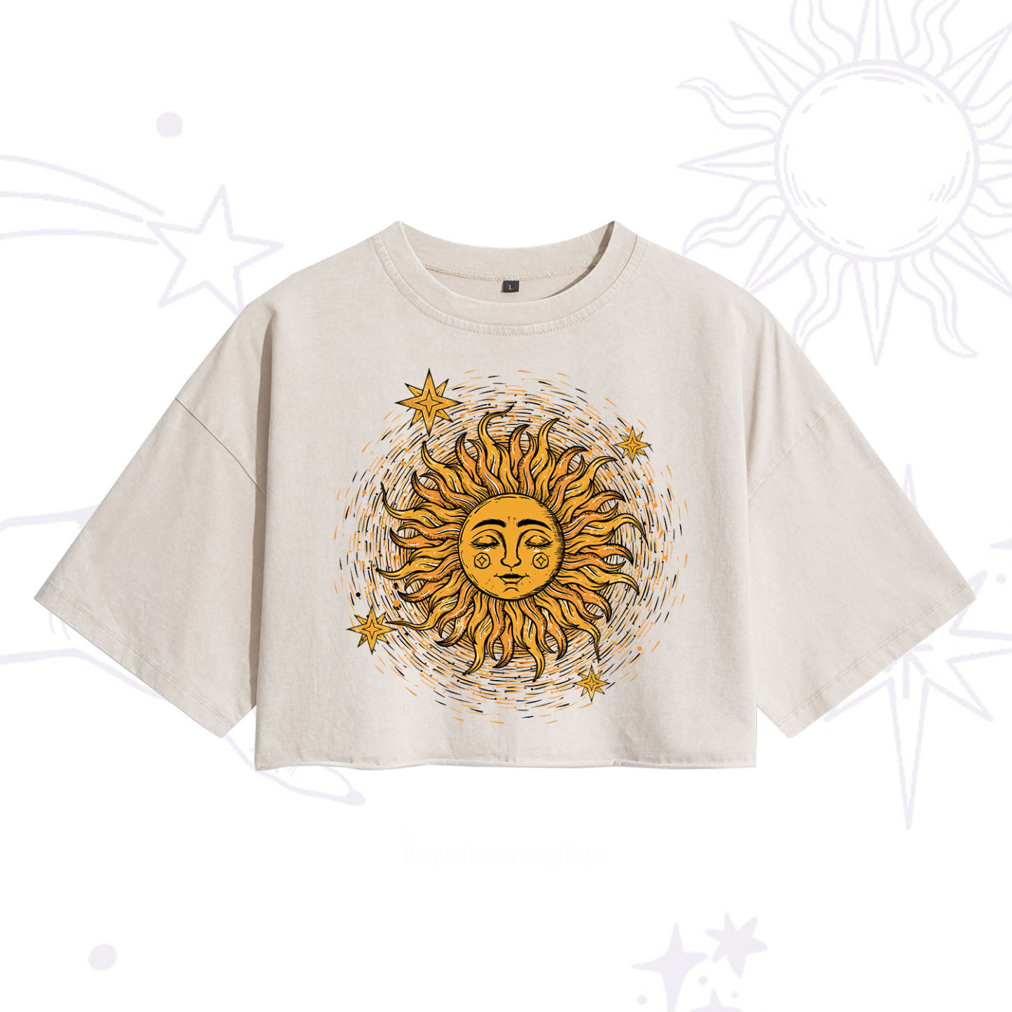 Purplehecate Celestial Sun Washed Cropped T-Shirt