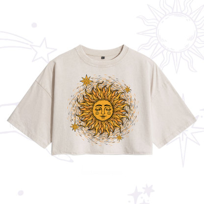 Purplehecate Celestial Sun Washed Cropped T-Shirt