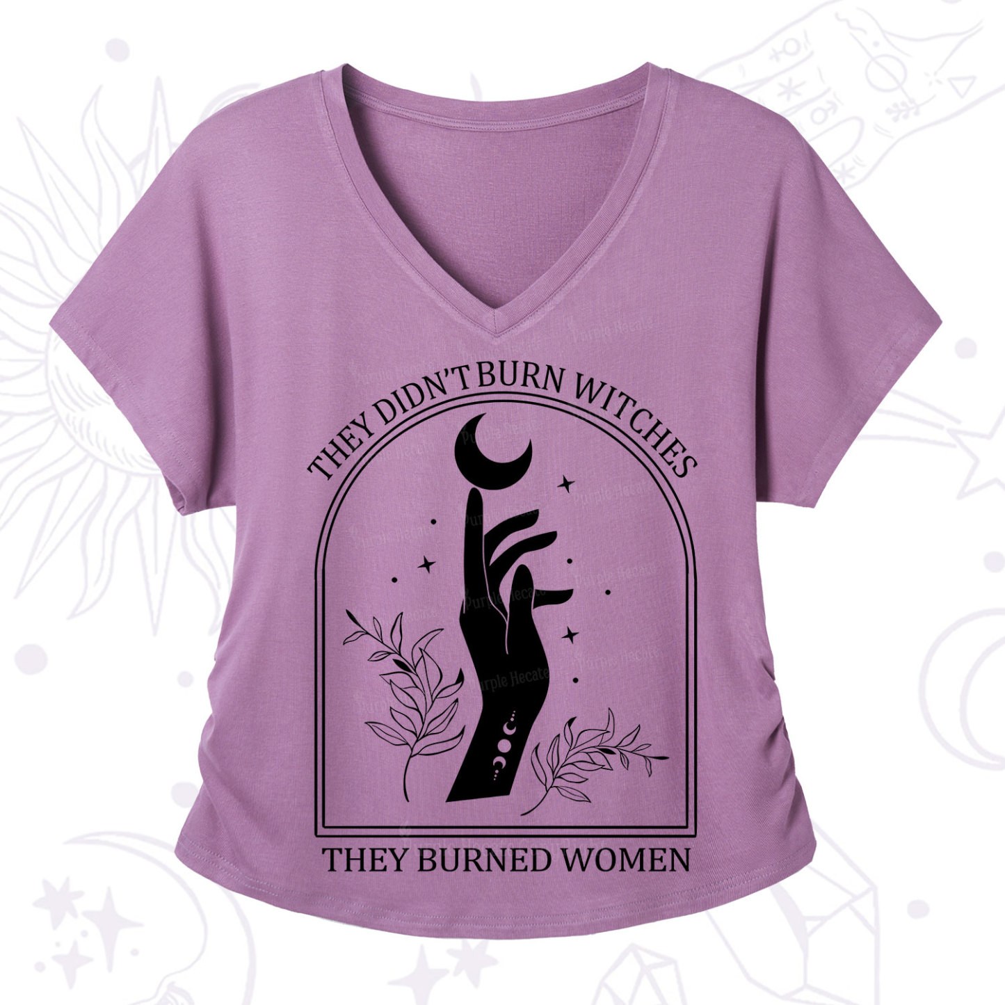 Purplehecate They Didn't Burn Witches They Burned Women V-Neck T-Shirt