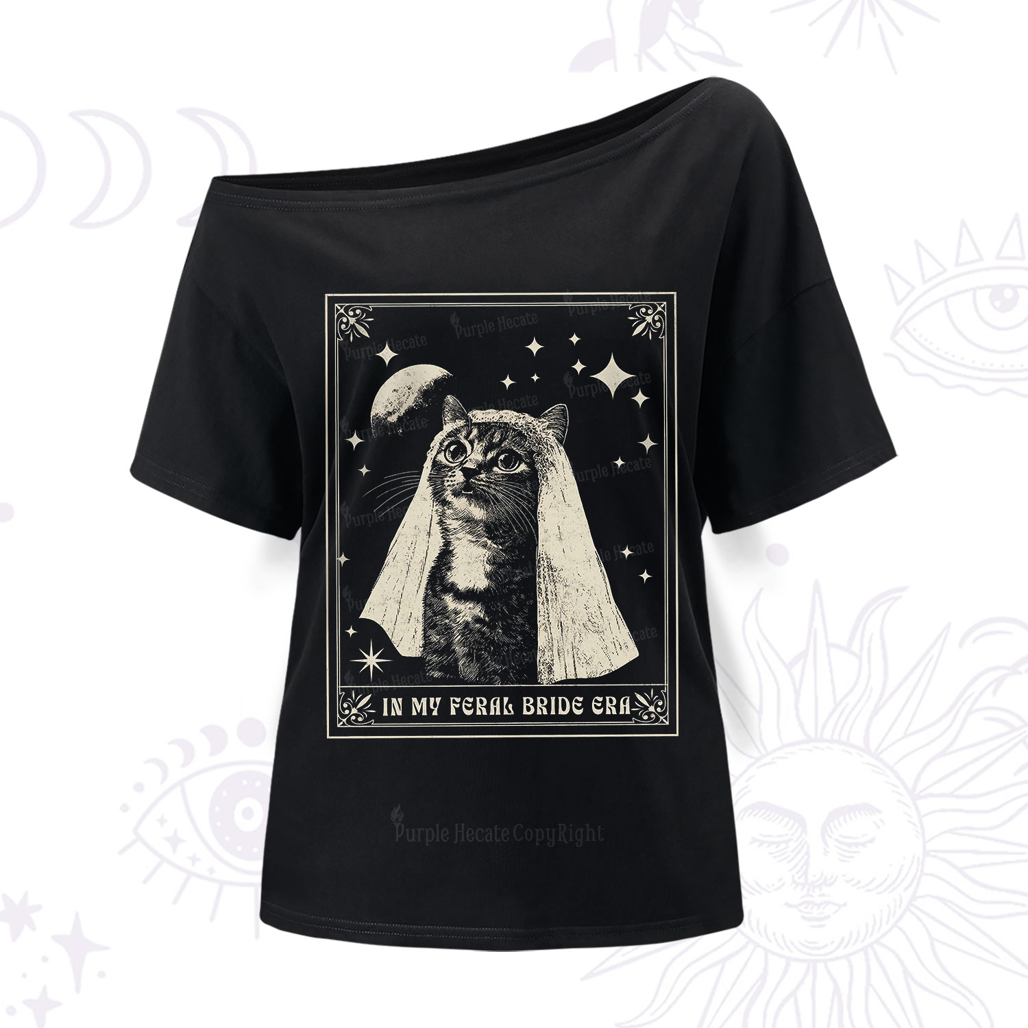 Purplehecate Cat In My Feral Bride Era Bachelorette One Shoulder T-Shirt