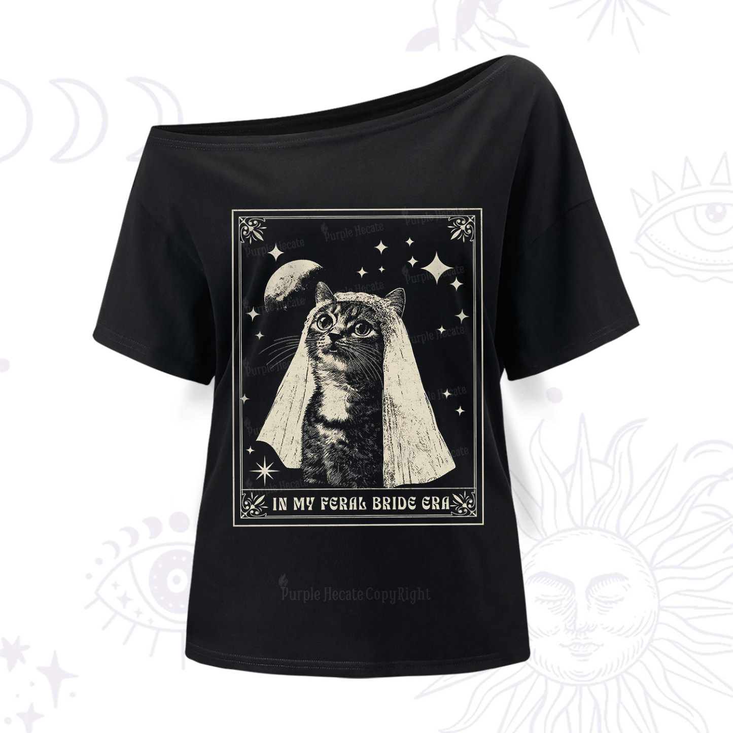 Purplehecate Cat In My Feral Bride Era Bachelorette One Shoulder T-Shir