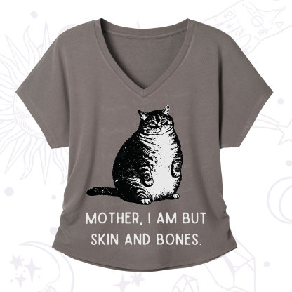Purplehecate Cat Mother I Am But Skin And Bones V-Neck T-Shirt
