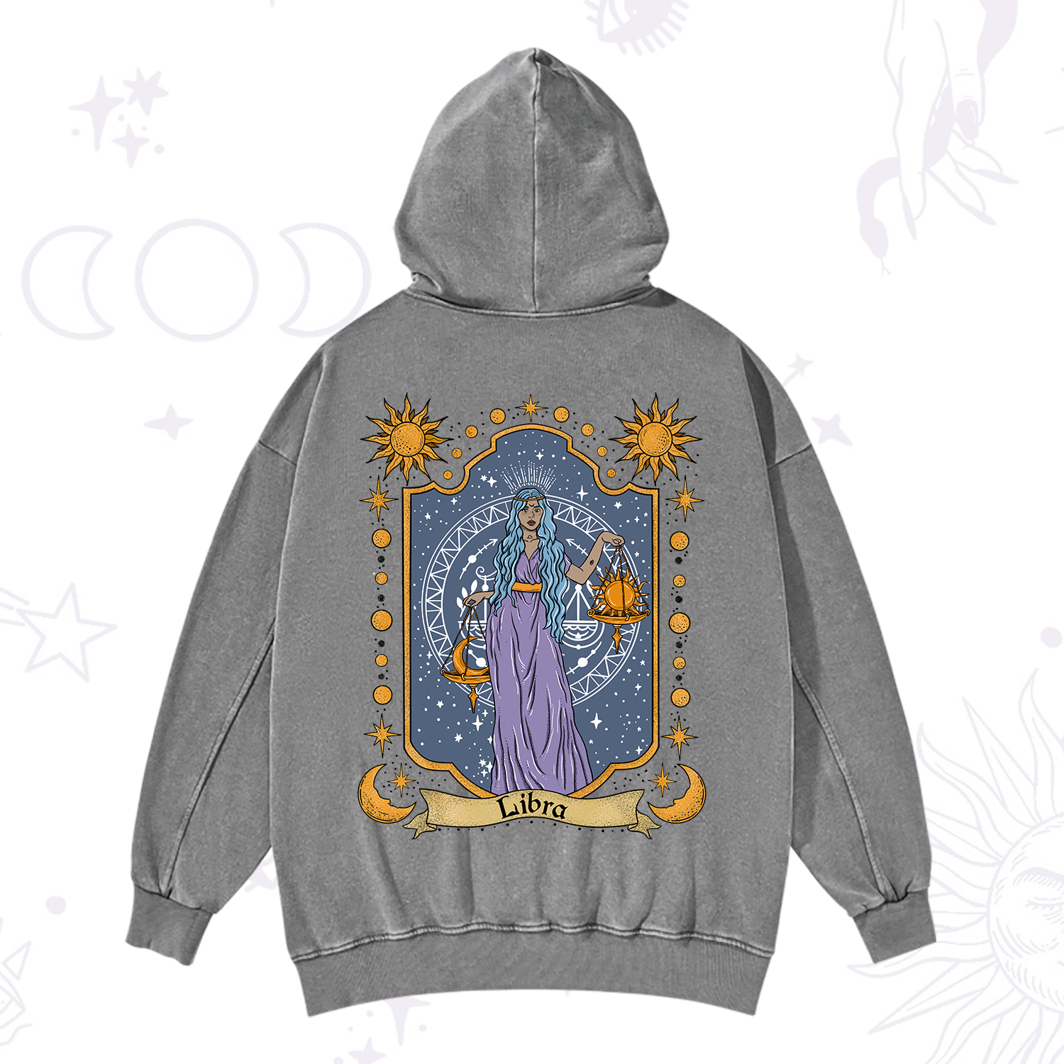 Purplehecate Libra Zodiac Washed Hoodie