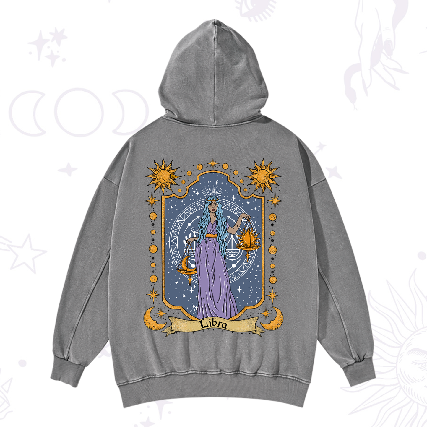 Purplehecate Libra Zodiac Washed Hoodie