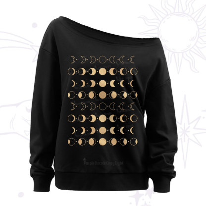Purplehecate Phases Of Moon Off The Shoulder Sweatshirt