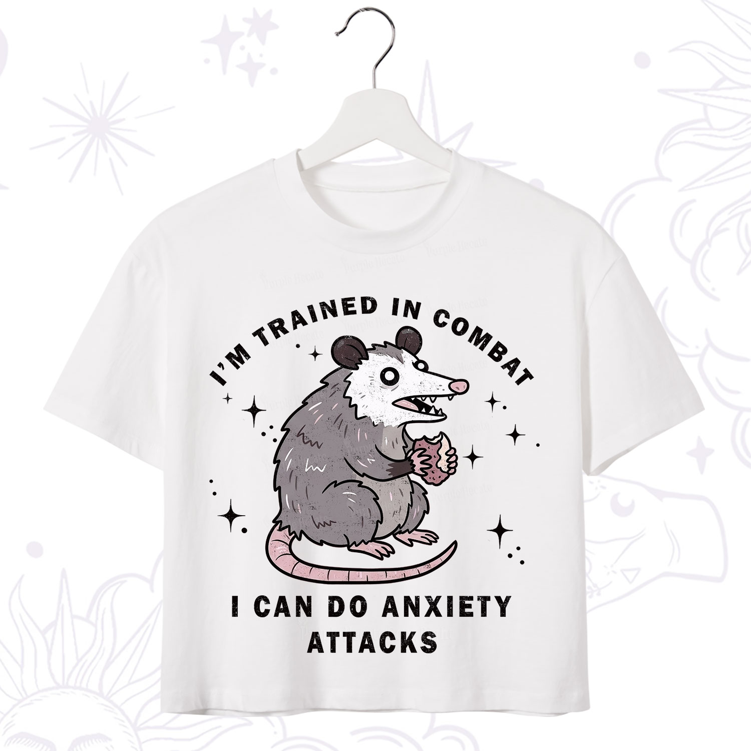 Purplehecate Anixety Attack Opossum Crop T-Shirt