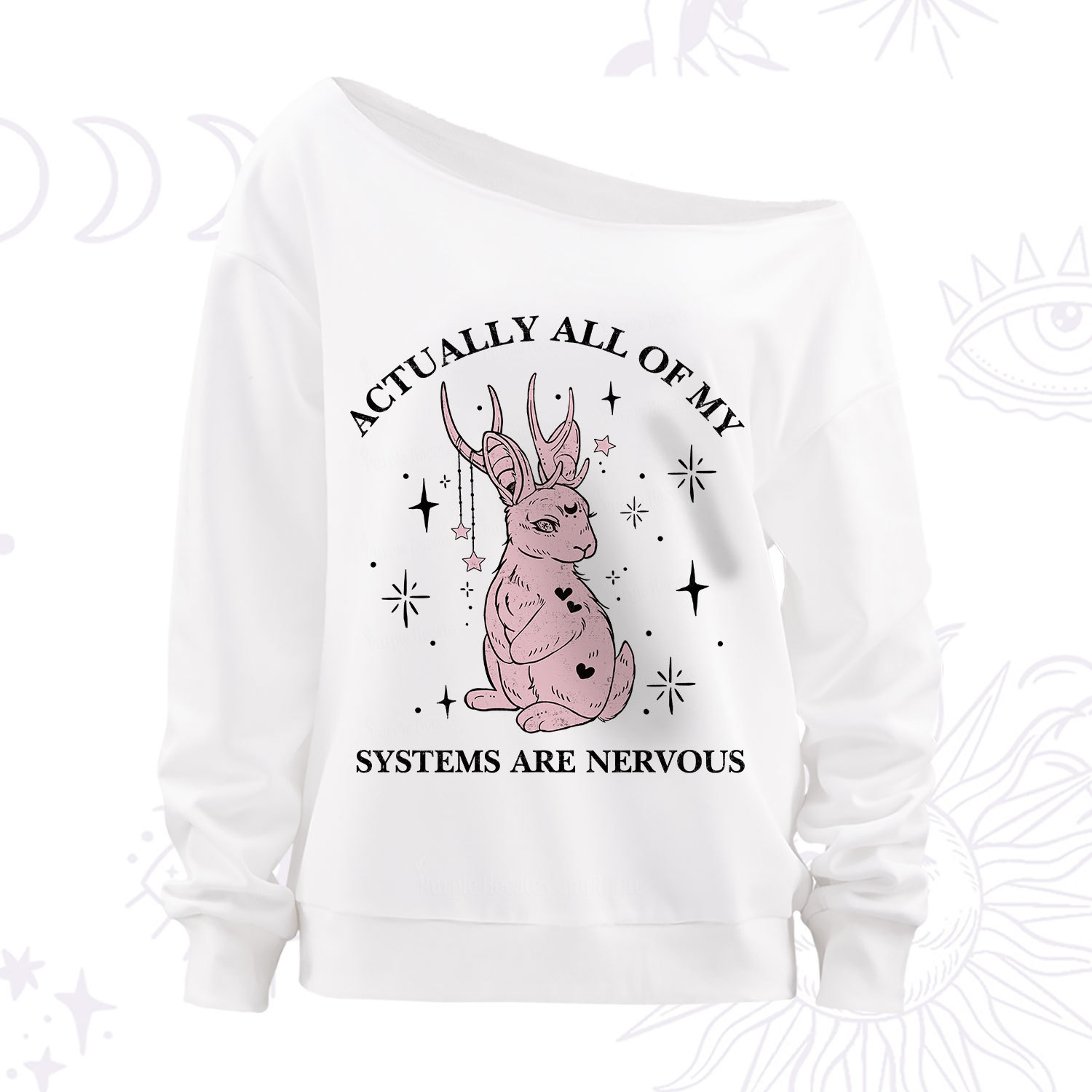 Purplehecate Actually All Of My Systems Are Nervous Off The Shoulder Sweatshirt
