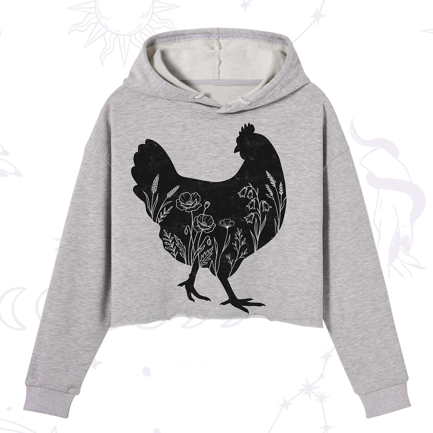 Purplehecate Floral Chicken Crop Hoodie