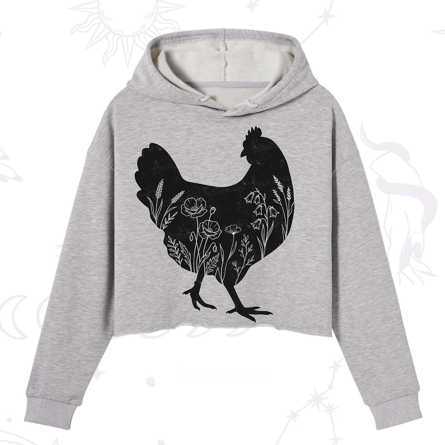 Purplehecate Floral Chicken Crop Hoodie