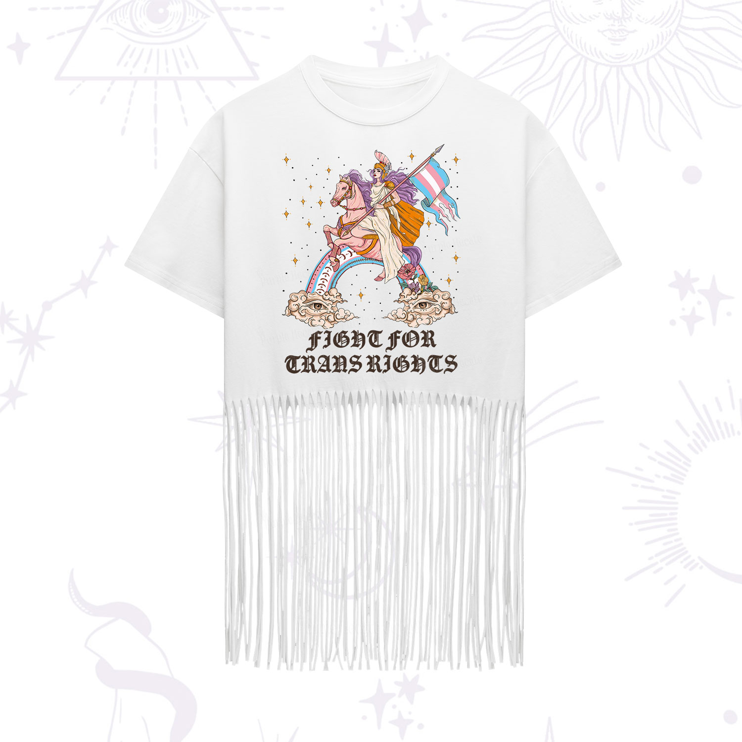 Purplehecate Fight for Trans Rights Knight Fringe Hem T-Shirt