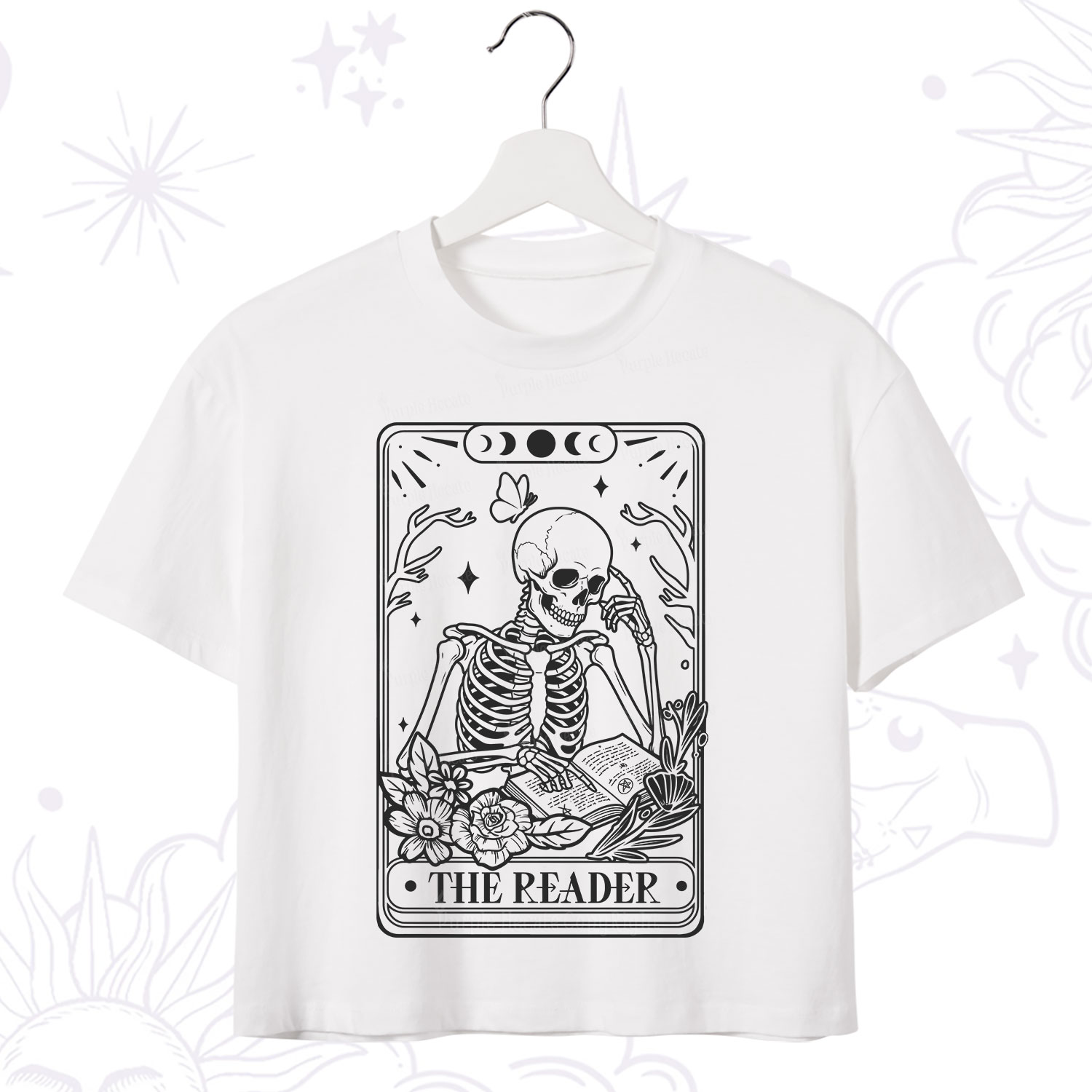 Purplehecate The Reader Tarot Skeleton Crop T-Shirt