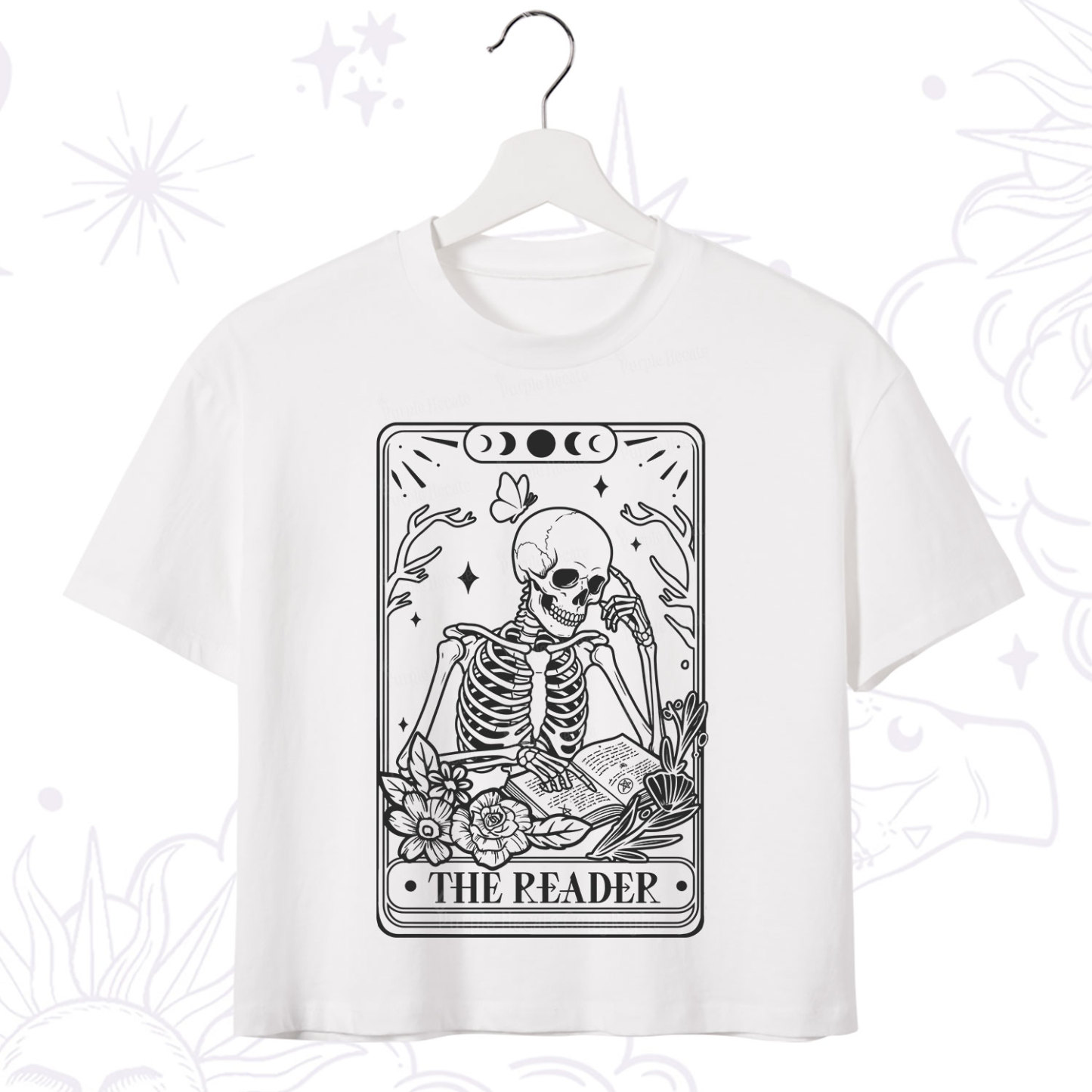 Purplehecate The Reader Tarot Skeleton Crop T-Shirt