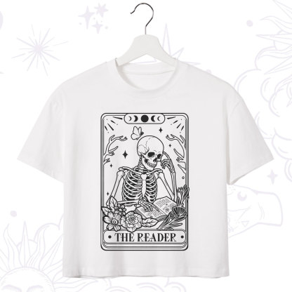 Purplehecate The Reader Tarot Skeleton Crop T-Shirt