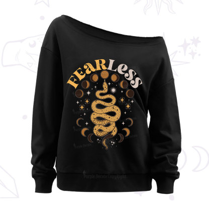 Purplehecate Fearless Serpent of the Moon Phases Off The Shoulder Sweatshirt