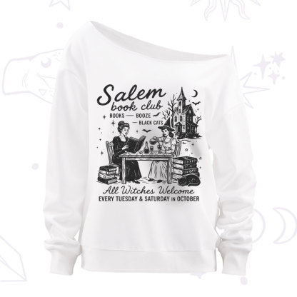 Purplehecate Salem Book Club Off The Shoulder Sweatshirt