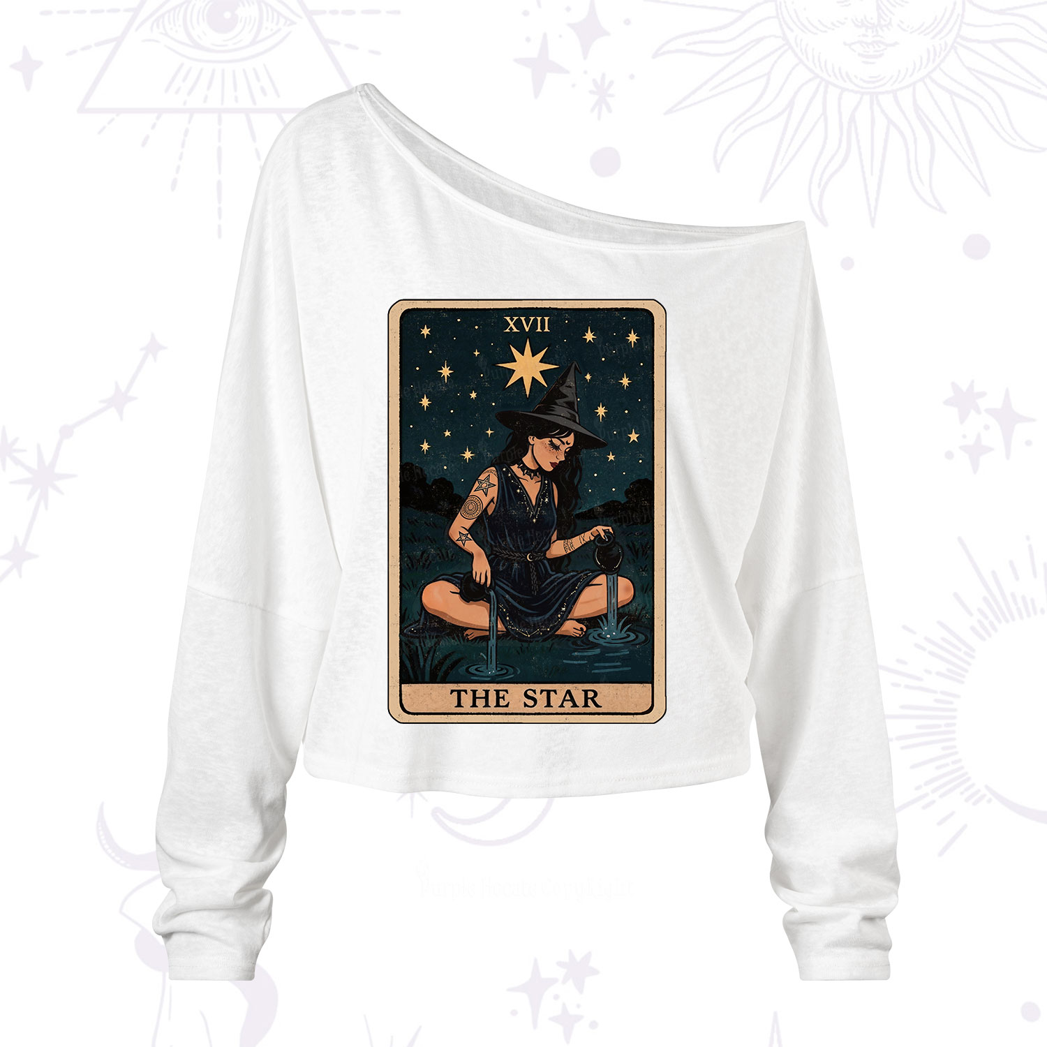 Purplehecate The Star Witch Tarot One Shoulder Long Sleeve Shirt