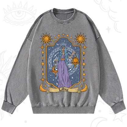 Purplehecate Libra Zodiac Washed Sweatshirt