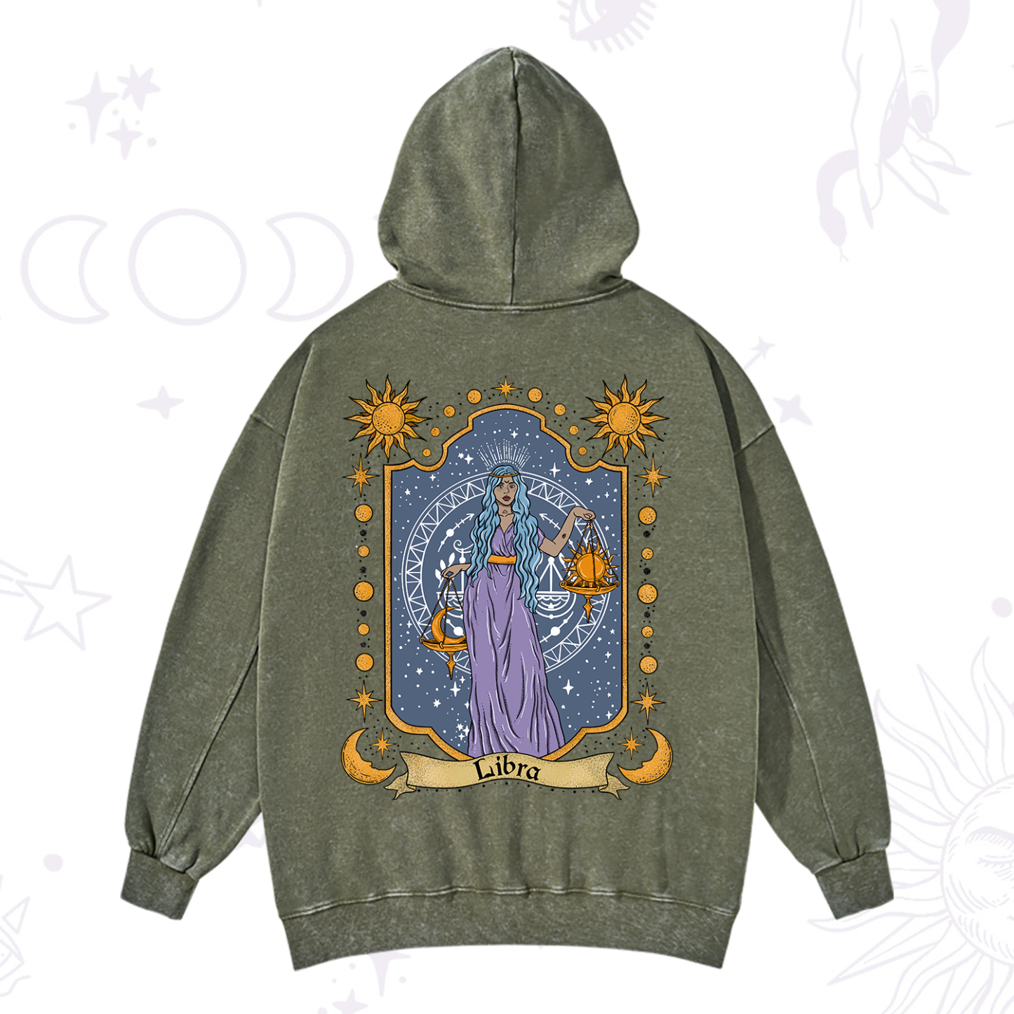 Purplehecate Libra Zodiac Washed Hoodie