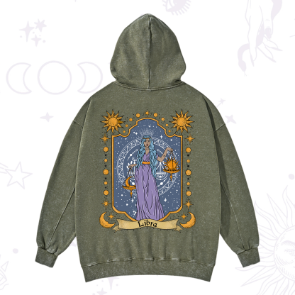 Purplehecate Libra Zodiac Washed Hoodie