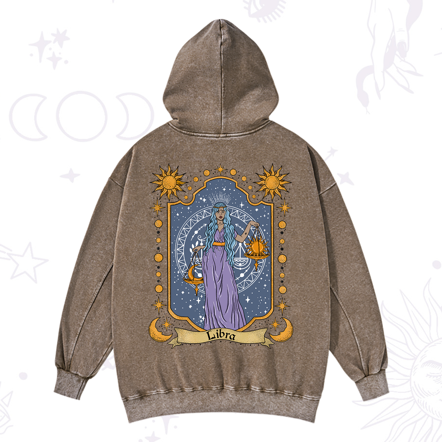Purplehecate Libra Zodiac Washed Hoodie