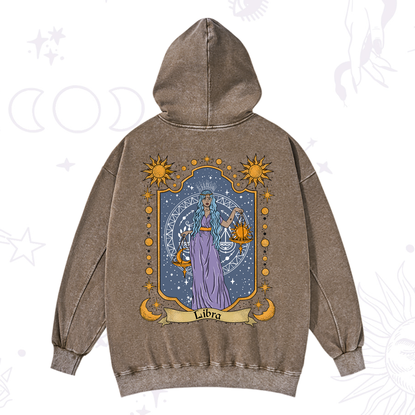 Purplehecate Libra Zodiac Washed Hoodie