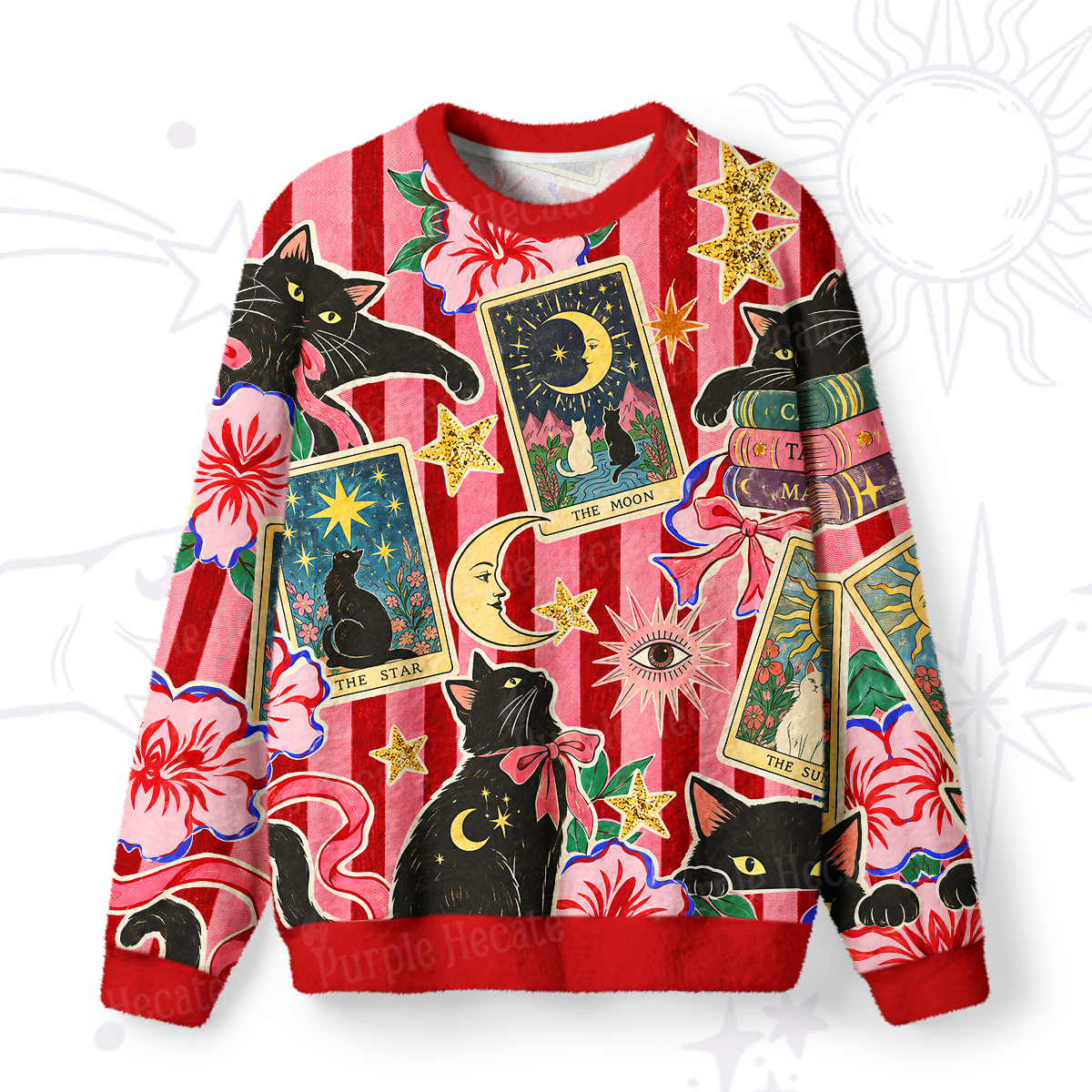 Purplehecate Cat Tarot Fuzzy Ugly Sweatshirt