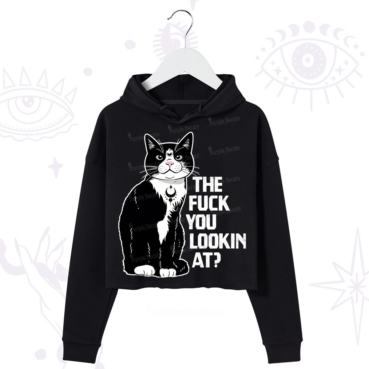 Purplehecate The Fuck You Lookin At Crop Hoodie