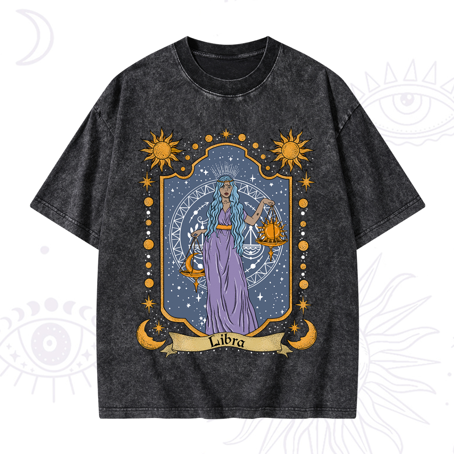 Magic Purplehecate Libra Zodiac Washed T-Shirt