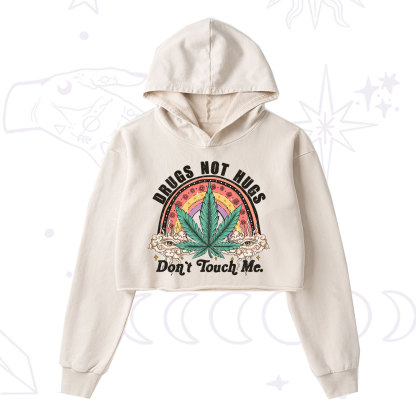 Purplehecate Drugs Not Hugs Washed Cropped Hoodie