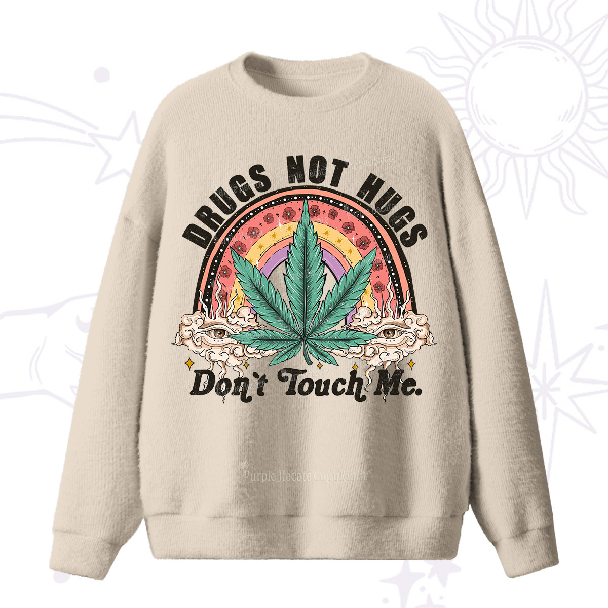 Purplehecate Drugs Not Hugs Fuzzy Ugly Sweater