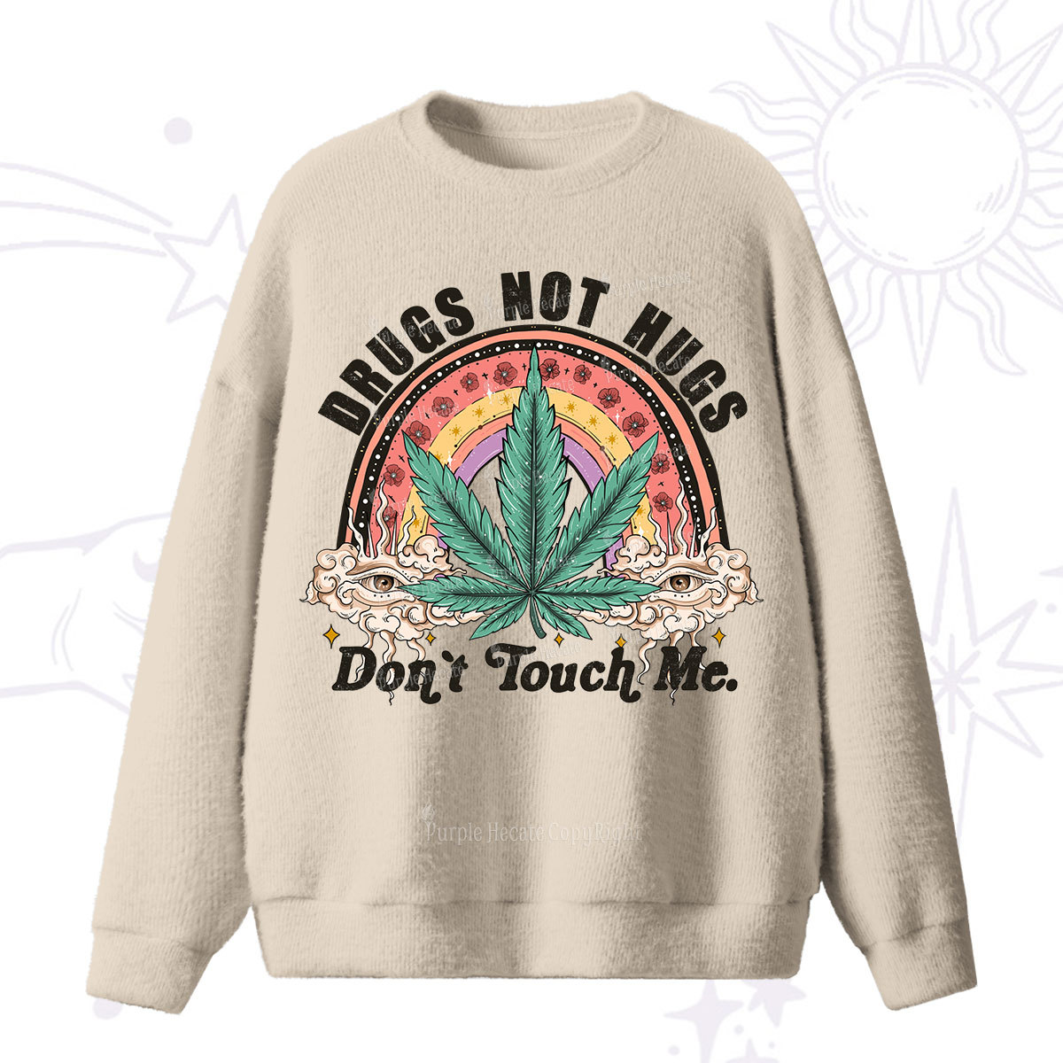 Purplehecate Drugs Not Hugs Fuzzy Ugly Sweater