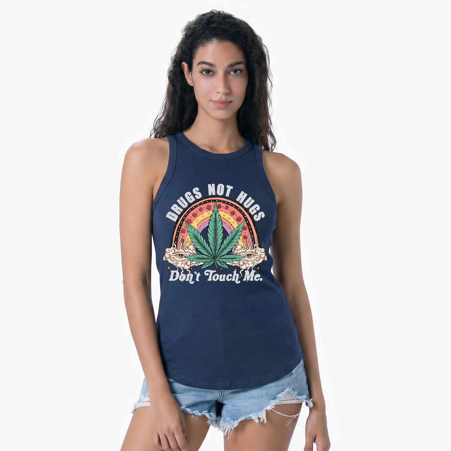 Purplehecate Drugs Not Hugs Racerback Tank Top