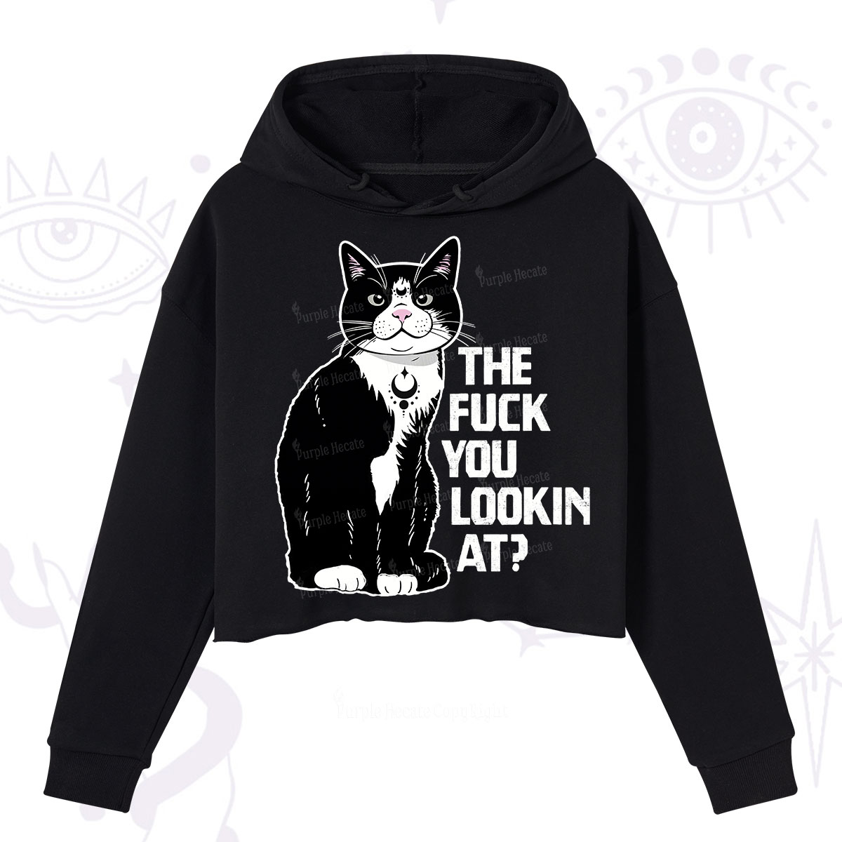 Purplehecate The Fuck You Lookin At Crop Hoodie