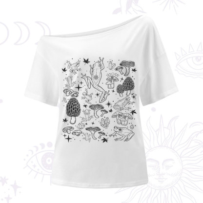 Purplehecate Frog and Mushroom One Shoulder T-Shirt