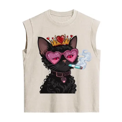 Purplehecate Join the Baddie Era Queen Cat Vintage Washed Tank
