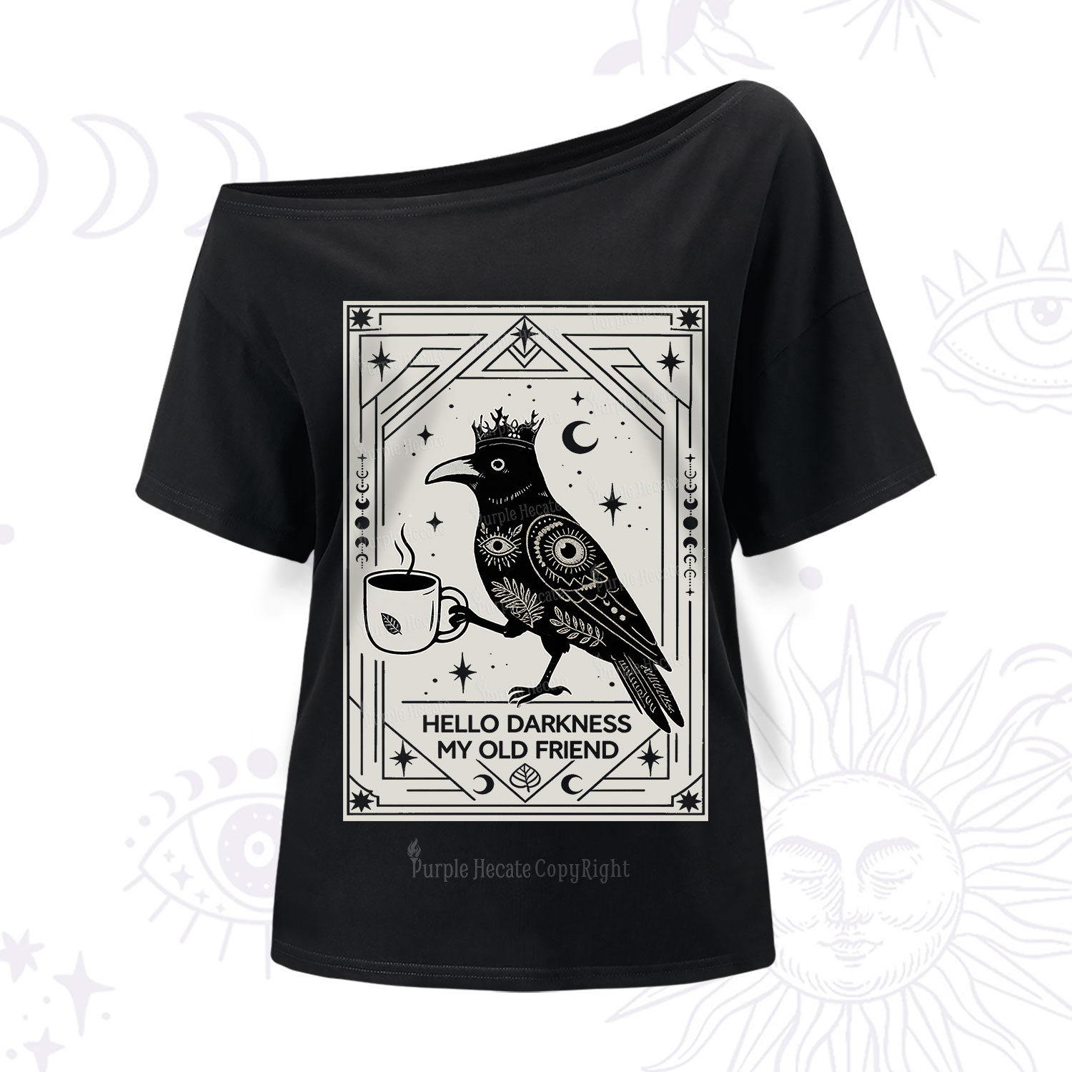Purplehecate Hello Darkness My Old Friend Crow One Shoulder T-Shirt