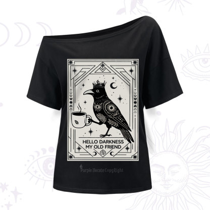 Purplehecate Hello Darkness My Old Friend Crow One Shoulder T-Shirt