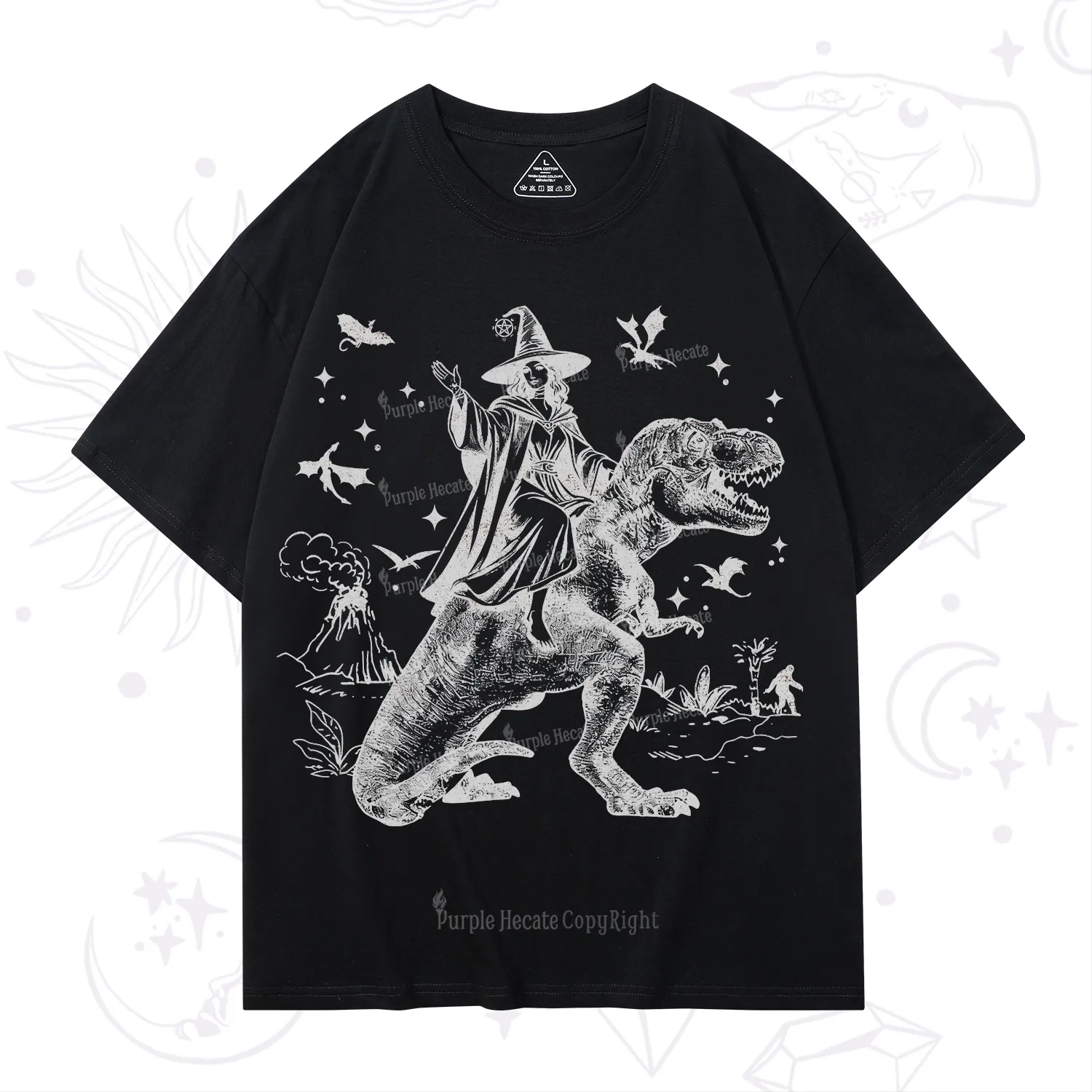 Purplehecate Witch Riding Dino T-Shirt