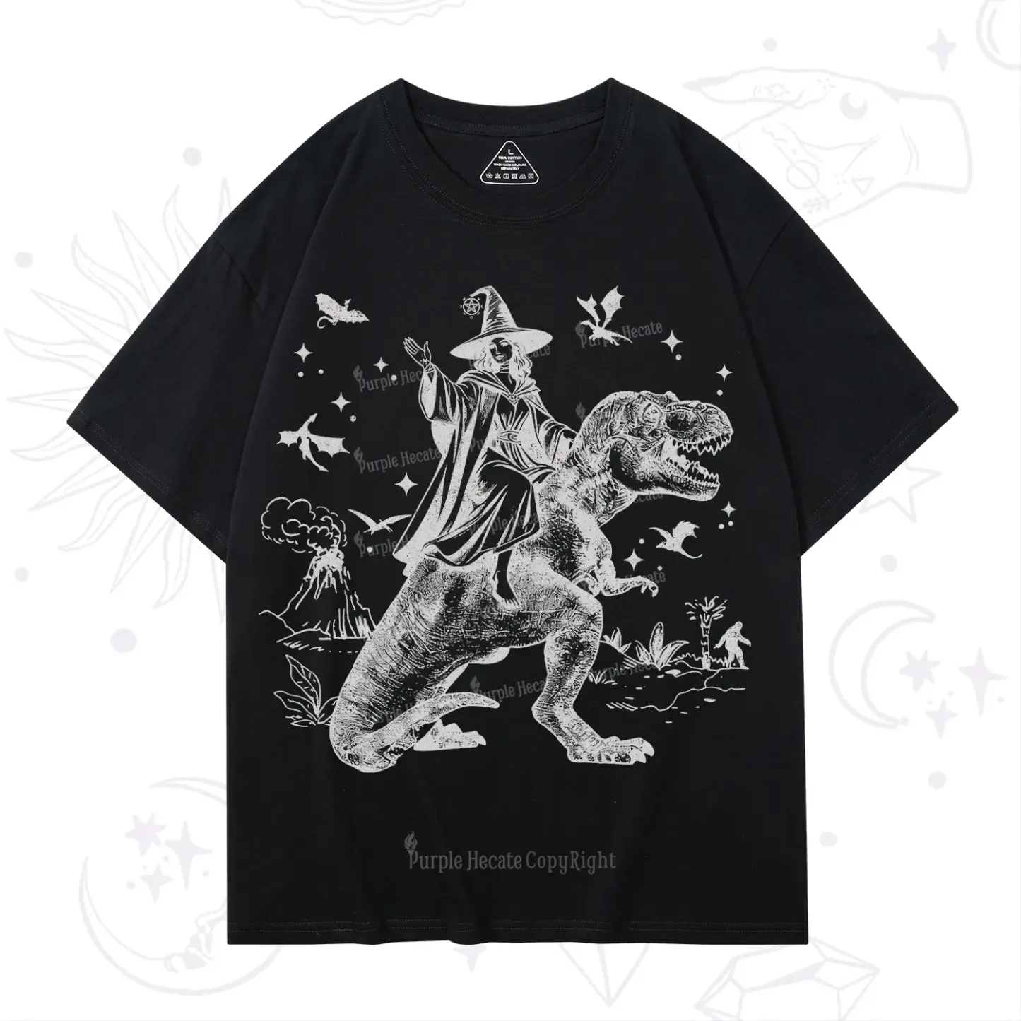 Purplehecate Witch Riding Dino T-Shirt