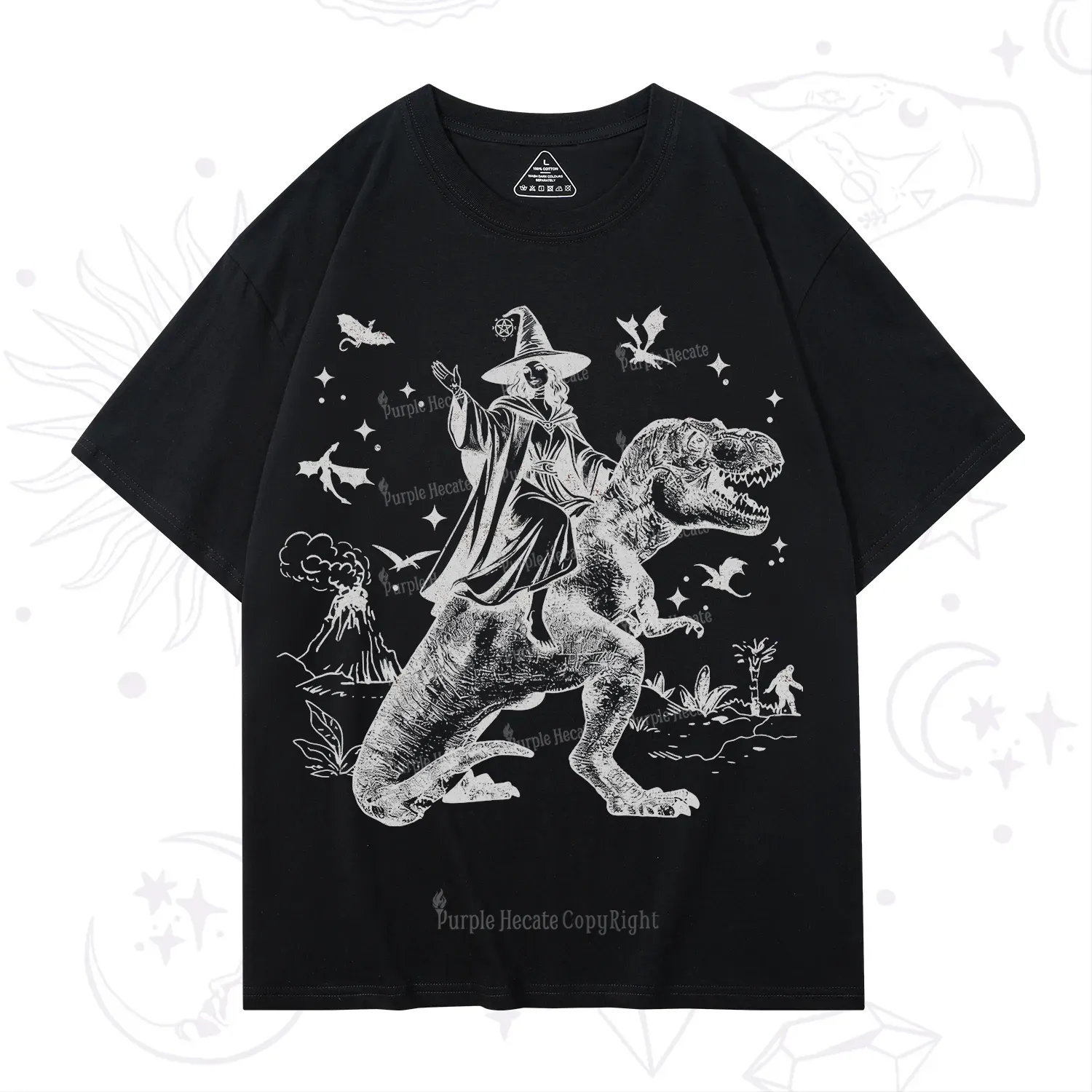 Purplehecate Witch Riding Dino T-Shirt
