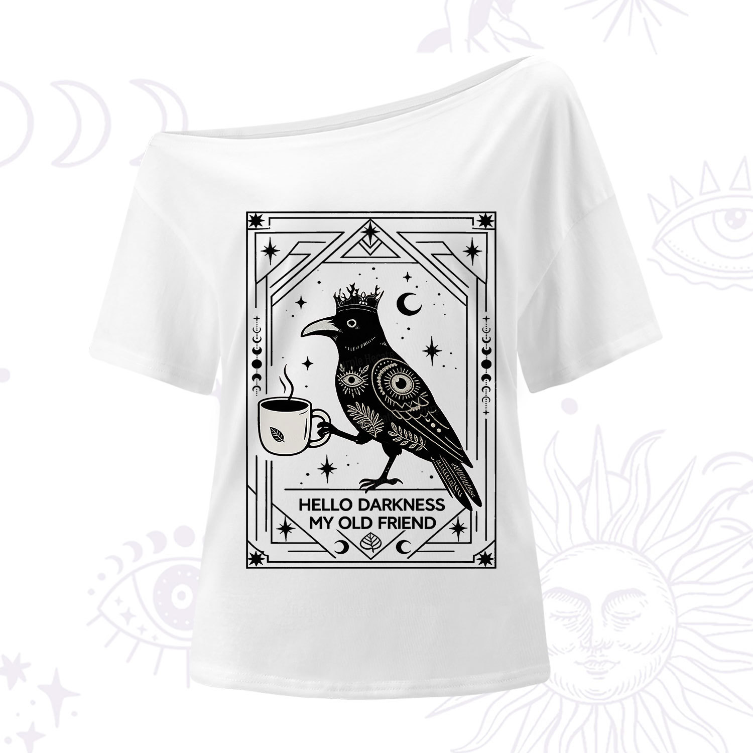 Purplehecate Hello Darkness My Old Friend Crow One Shoulder T-Shirt