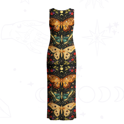 Purplehecate Mystic Butterfly Whisper Crochet Knit Maxi Dress