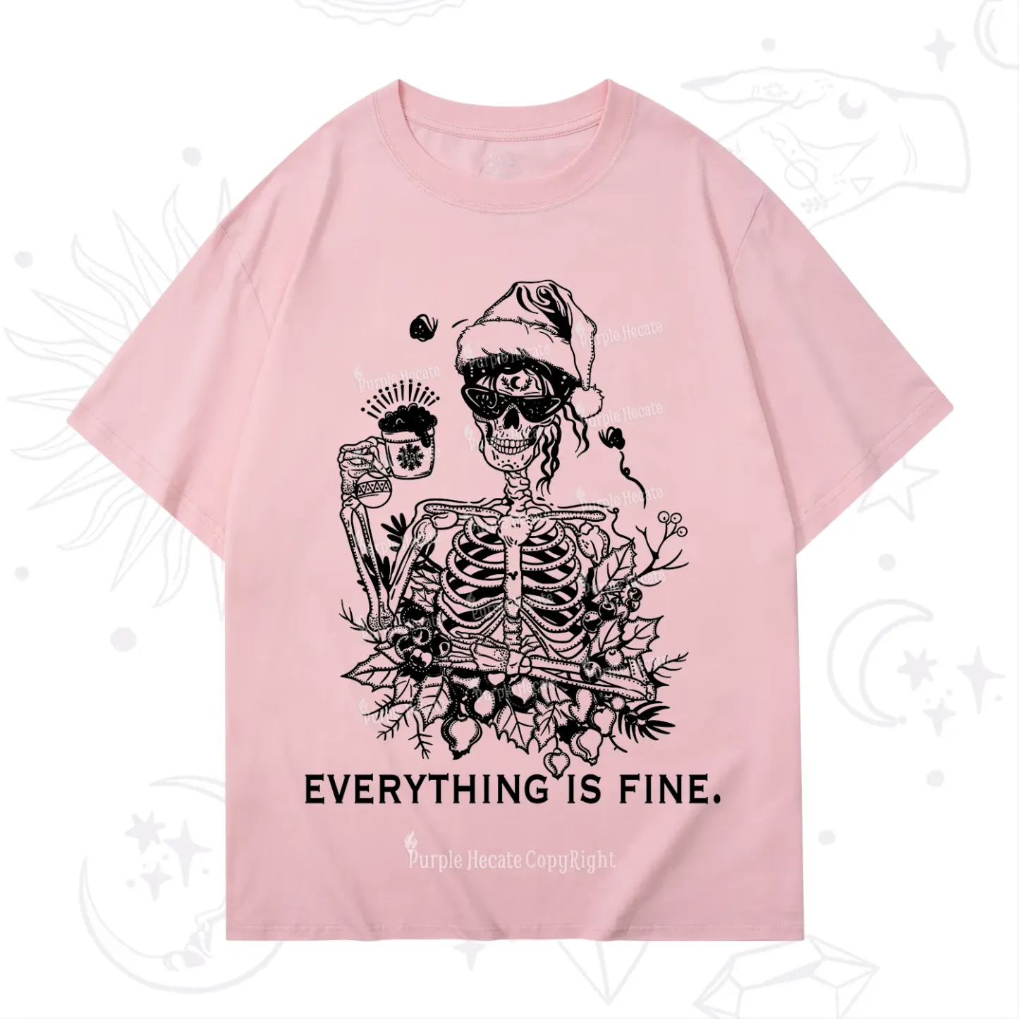 Purplehecate Everything Is Fine Christmas T-Shirt