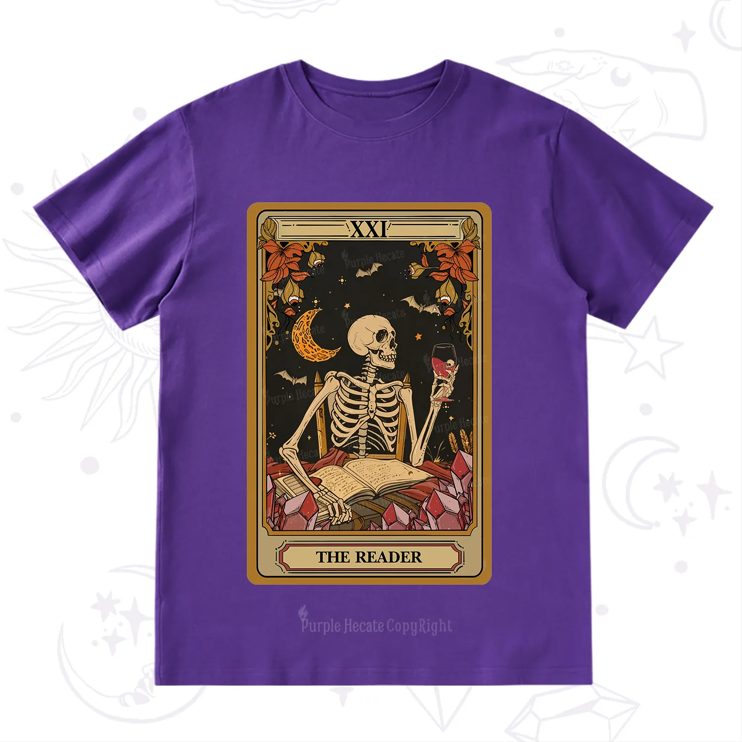 Purplehecate The Reader Tarot Skeleton T-Shirt