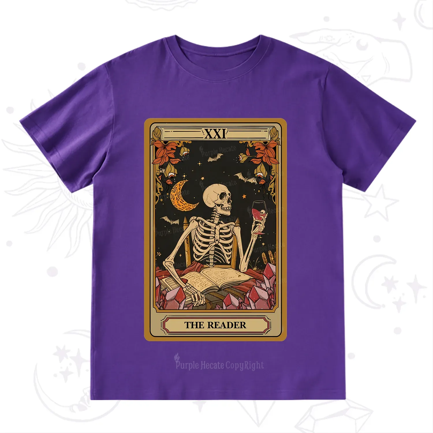 Purplehecate The Reader Tarot Skeleton T-Shirt