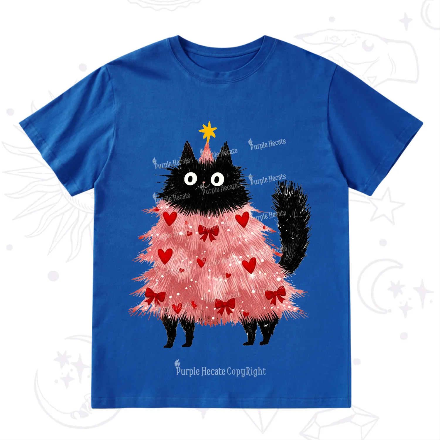 Purplehecate Funny Black Cat in Tree Valentine T-Shirt