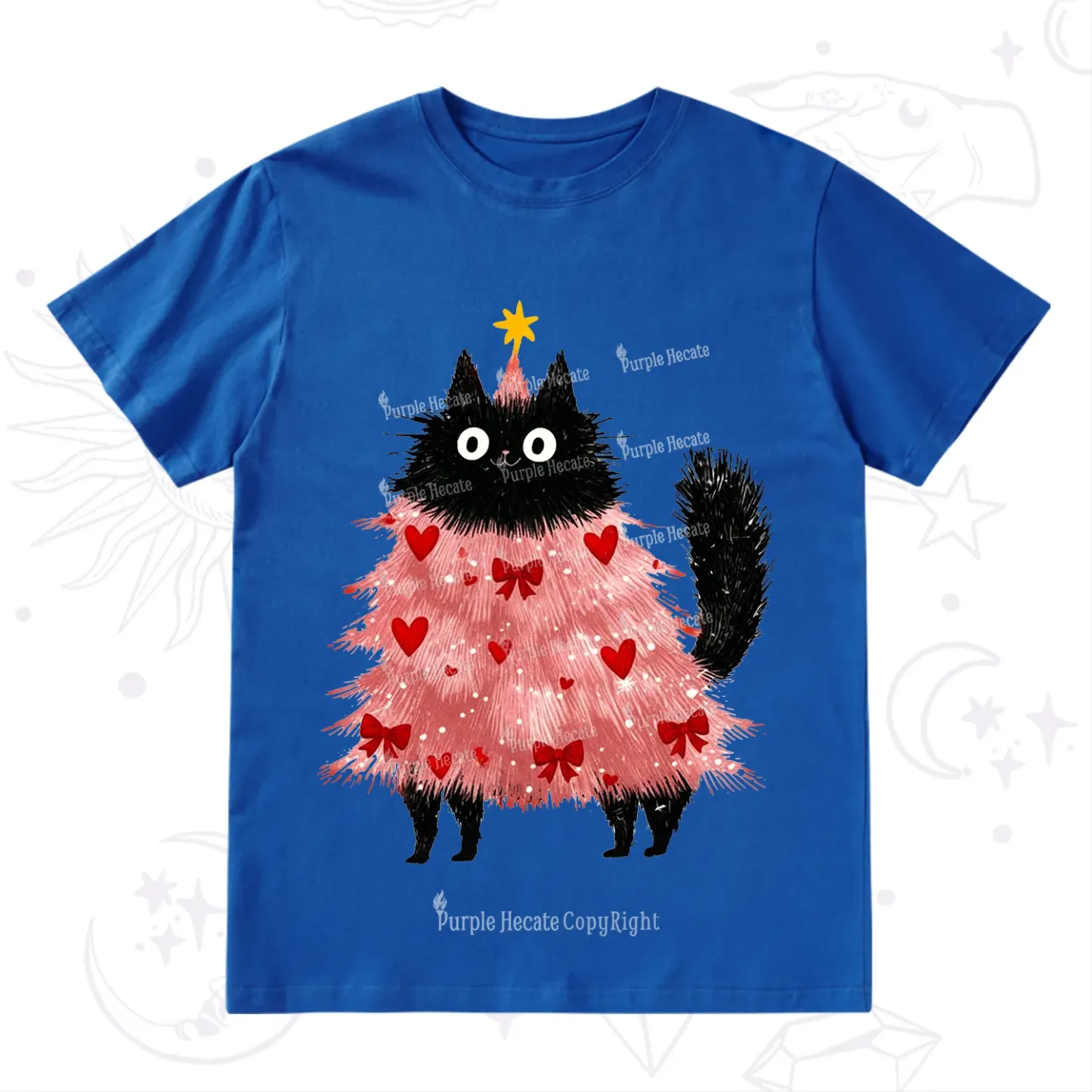 Purplehecate Funny Black Cat in Tree Valentine T-Shirt