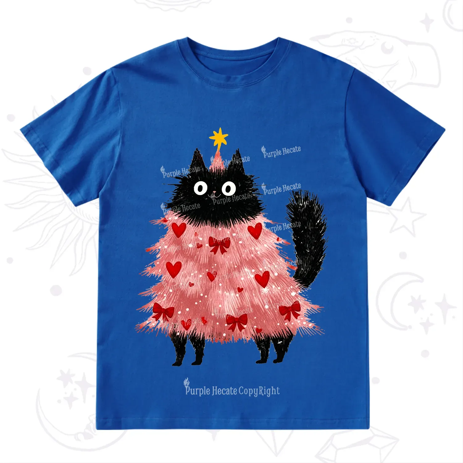 Purplehecate Funny Black Cat in Tree Valentine T-Shirt