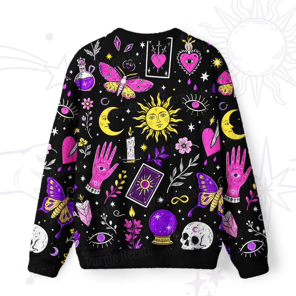 Purplehecate Witchy Night Magic Fuzzy Ugly Sweatshirt